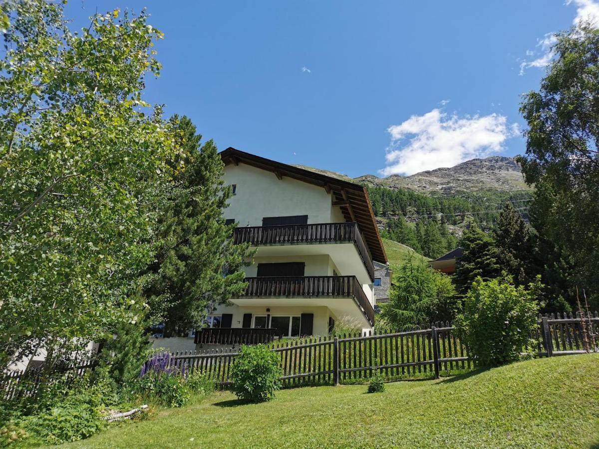 Ferienwohnung Pontresina - Chesa Andrea - Gartensitzplatz ภายนอก รูปภาพ